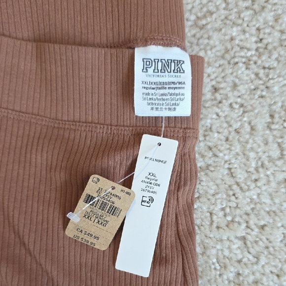 PINK Victoria's Secret Tan Ribbed Pants - Picture 2 of 3